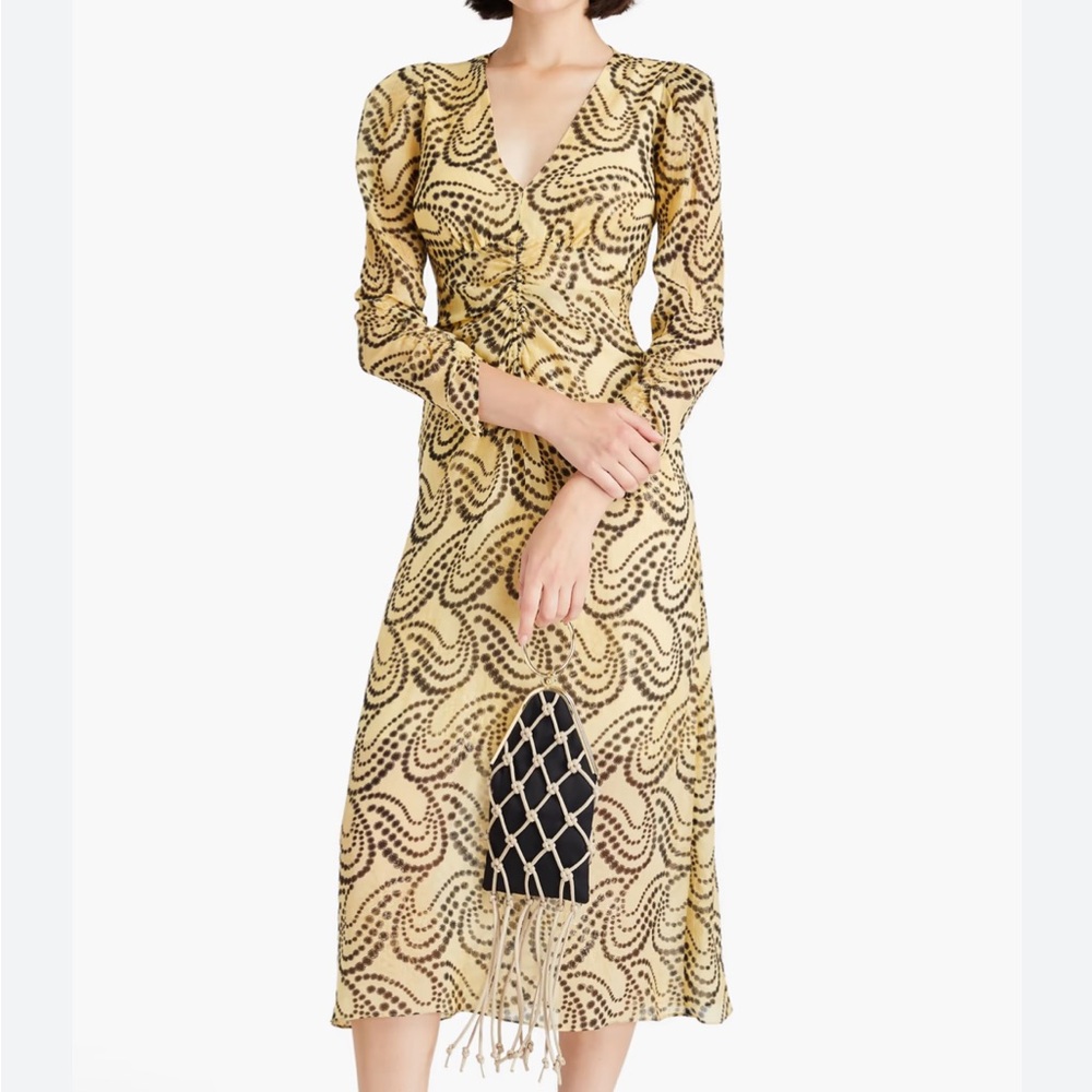 Sandro Yellow and Black Patterned Dress